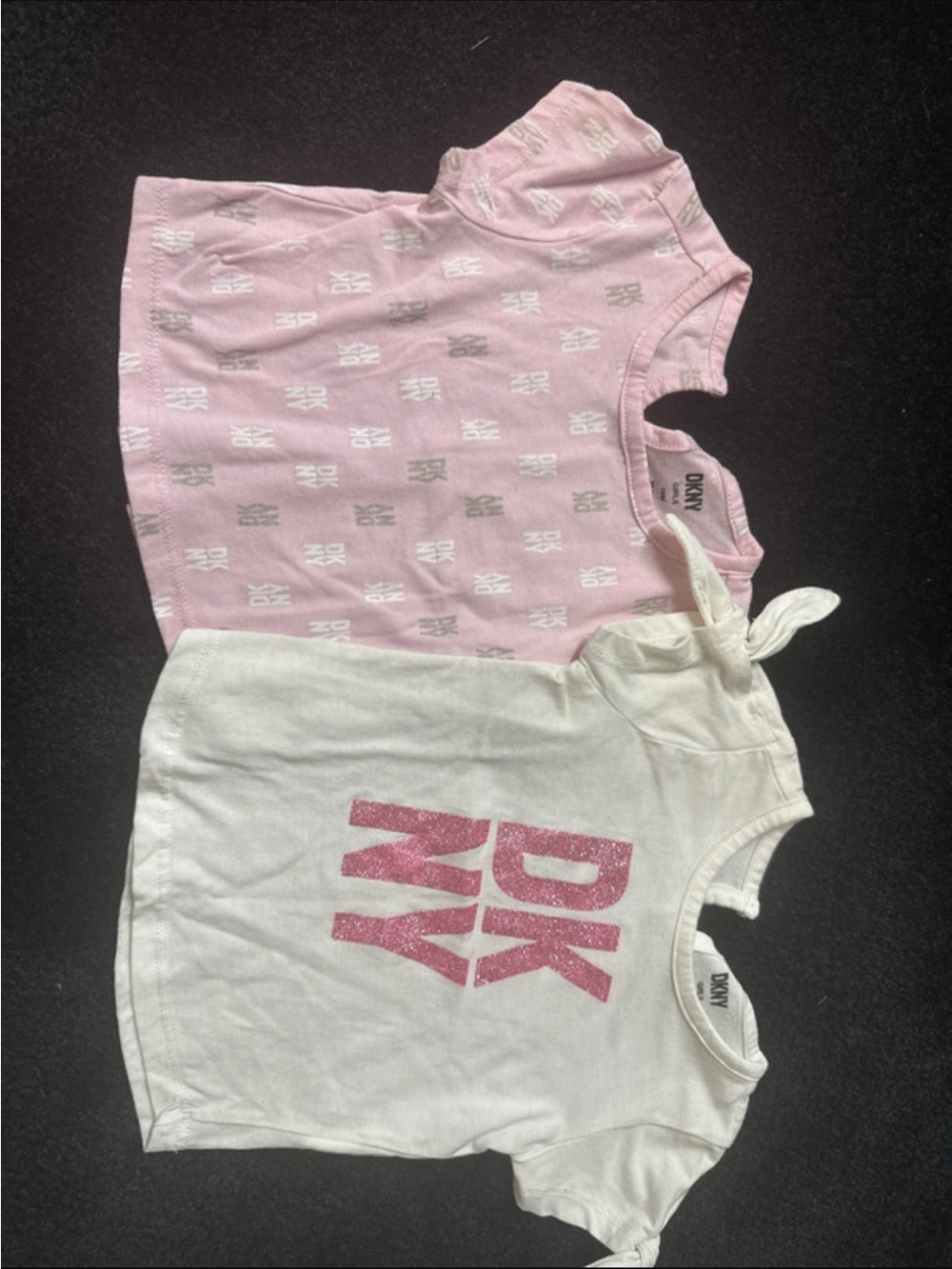 DKNY Pink & White Logo Tee Set for Girls